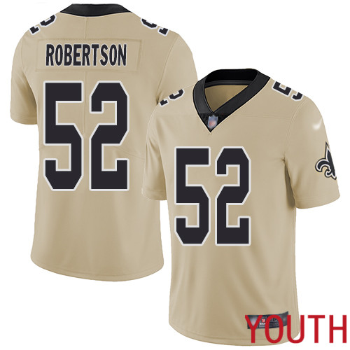 New Orleans Saints Limited Gold Youth Craig Robertson Jersey NFL Football #52 Inverted Legend Jersey